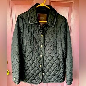 Coach Black Quilted Jacket with Silver Buttons Size Medium